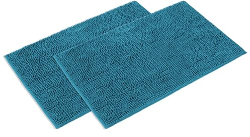 WohnDirect Badematten Set 2 teilig - Petrol 70 x 120 cm - rutschfest & Waschbar - Badvorleger, Badezimmerteppich, WC Vorleger
