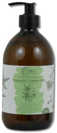 Cold Pressed Organic Pure Castor Oil 500 ml, Glass Bottle with a Pump, Vegan, BP Grade, Hexane Free, Non-GMO