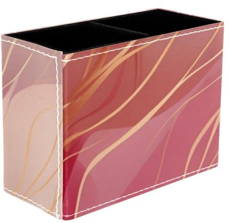 Make-up-Pinselhalter, Stifthalter für den Schreibtisch, abstrakter Marmordruck, Roségold, Schreibtisch-Organizer