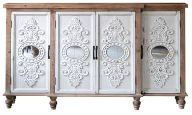 MPOPO Entryway Cabinet Nordic Country Living Room Sideboard White Retro Old Carved Solid Wood Home Decoration Bed And Breakfast Storage Cabinet Kitchen Storage Cabinet