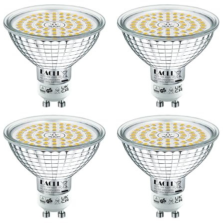 EACLL Bombillas LED GU10 4000K Blanco Neutro 10W Fuente de Luz 1050 Lúmenes Equivalente 110W Halógena. AC 230V Sin Parpadeo Focos, 120 °Spotlight,Lámpara Reflectora no Regulable, Pack de 4