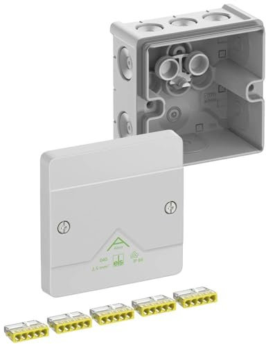 Spelsberg Abox 040-2,5² - Professional IP66 Junction Box with 5 Screwless 5-Wire Terminal - VDE Certified, Internal Fixing Points for Industrial & Outdoor Areas (Grey)
