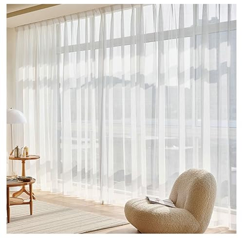 Beydodo Weiß Vorhänge 2er Set, Gardinenschals mit Haken Halbtransparent 137x214CM Modern Einfarbig Gardinen Polyester Lichtdurchlässig Schiebevorhänge Wohnzimmer Küche Kinderzimmer