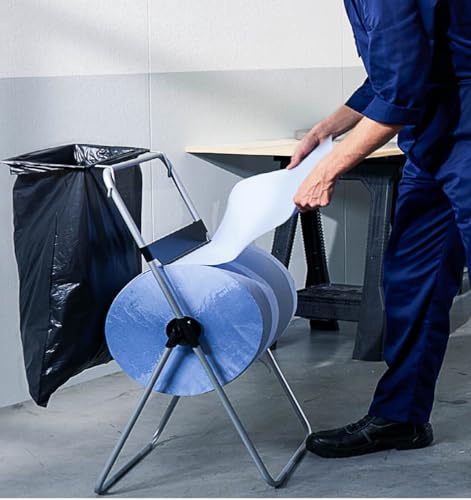 Satino Putztücher – 2 Rollen / 2-lagig – 3.000 Blatt / 1050 m – 23 x 35 cm - Made in Germany – reißfest, saugstark & ergiebig – Werkstatt Papierrolle - 100% Recyclingpapier – blaue Reinigungstücher
