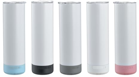 HAYINS 5Pack 20 oz Buletooth Sublimation Printed Speaker Tumbler Straight Skinny Double Wall With Lid (5colors 5pcs)