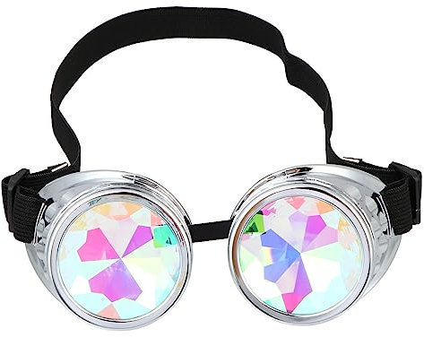JEWEDECO Kaleidoskop-linsenbrille Mit Regenbogen-kristalllinsen Für Steampunk-party Festival-requisite Verstellbares Gummiband Passt Verschiedene