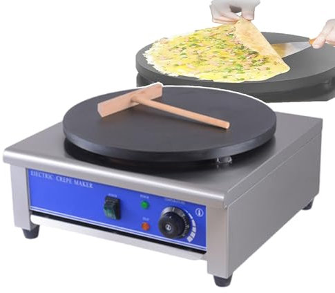 forplubossmmp Máquina Eléctrica para Hacer Panqueques De Acero Inoxidable (Un Cabezal), Sartén Eléctrica con Placa Calefactora De 15,7/40 Cm Y Luces Indicadoras, Máquina De Pizza Comercial