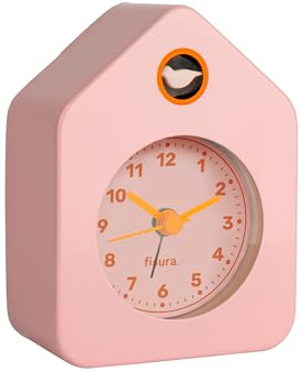 Fisura Mini-Häuschen Wecker Rosa - Analoger Wecker ohne Ticken, Originell. Maße: 9,7 cm x 7,3 cm x 4,5 cm. Betrieb: 1 AA-Batterie