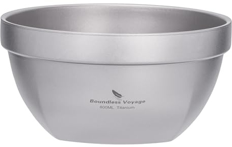 iBasingo 800 ml dubbelväggiga titanskålar havregryn mat ris soppskål ultralätt bärbar servis utomhus camping metallskål Ti1162T