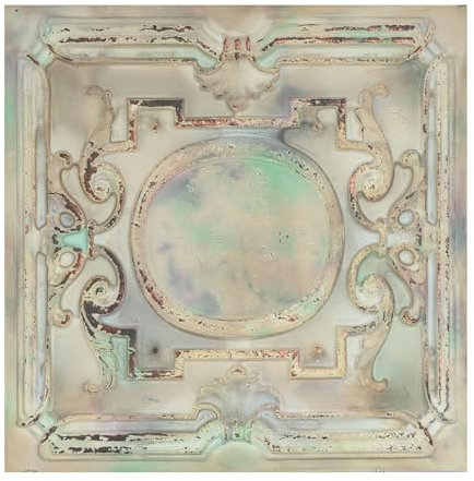 PAINTSDECOR Faux carreaux de plafond en étain collés, Panneaux muraux 3D en PVC, PL15 Crack de détresse multicolore blanc 10 pièces