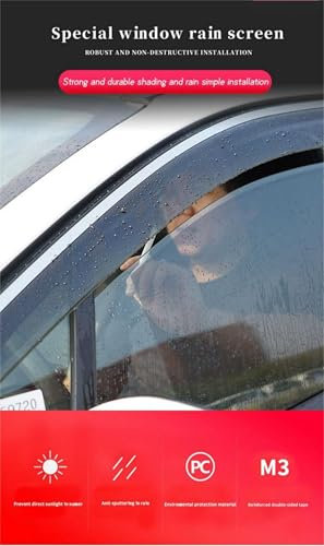 FFSWQAZ4A1 Windabweiser für VW Golf 5 MK5 2004+ PS, Vorne und Hinten, Regenschutz, Sonnenschutz, Autofenster-Zubehör, Deflektor