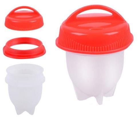 STGBCST Cuociuova in silicone con manico – Utensile da cucina adatto a microonde per viaggi e campeggio, vaporizzatore creativo e pochiere per uova perfette (3,5 x 2,4 pollici, senza BPA)