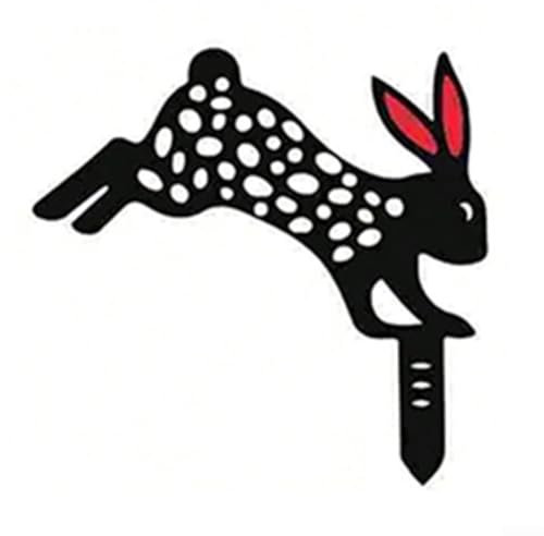 Décoration festive en forme de lapin en métal conçue pour résister à diverses conditions météorologiques tout en embellissant votre espace extérieur (E 20 x 19 cm)