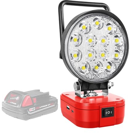 RIGIDON lampada da lavoro portatile per milwaukee M18 18V, 4 pollici 42W | senza batteria, faro led ricaricabile, luce da lavoro, faretto led, per campeggio, lavoro, pesca, cantiere, emergenza, 6000K