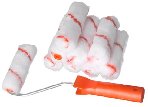 DOITOOL Kit e Assicura una Pittura Uniforme in Poliestere Mini Rullo per Pittura da 4 Pollici Assorbe Molta Vernice Arancione per Pareti in Casa e Ufficio