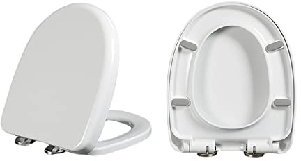 D Shaped Soft Close Toilet Seat with Quick Release, Urea-Formaldehyde Toilet Seats, Top Fixing Toilet Seat, Adjustable Hinge, White Toilet Lid Loo Seat