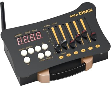 Controller DMX, mini controller DMX 512 portatile, controllo wireless, batteria integrata, ricaricabile, può essere alimentato direttamente da un alimentatore mobile, adatto per feste sul palco, dmx