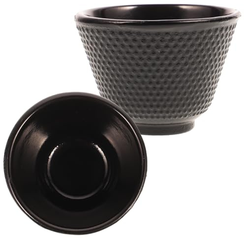 DECORNIJIA 2 pièces Tasse à Thé Fonte Noire Style Rétro Brûlure Résistante et Décorative pour Service Kung Fu