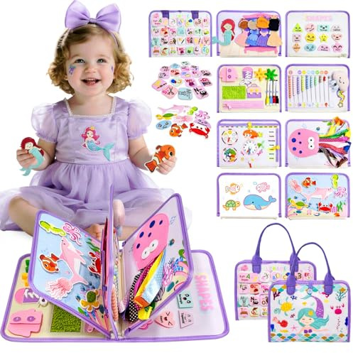 Busy Board, Montessori 2 Anni, Giochi Bambini 2 Anni, Giochi da Viaggio