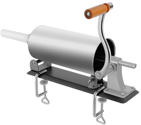 3KG Manuell Wurstfüller aus Edelstahl, Horizontale Wurstmaschine mit 4 Füllrohre, Wurstfüllmaschine Wurstspritze Wurstpresse für Küche und Restaurants