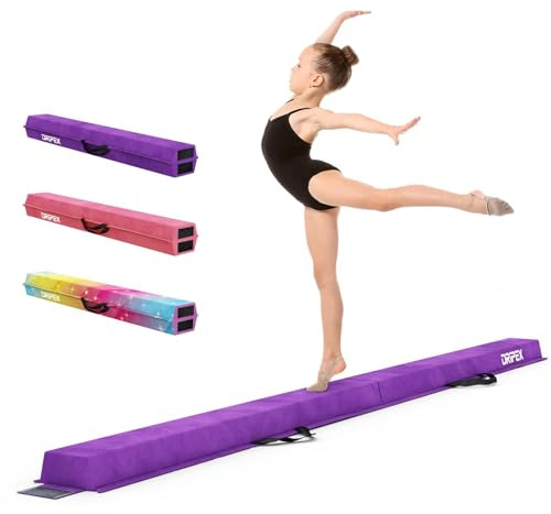 Dripex Schwebebalken Kinder Klappbar Balance Beam für Zuhause 210/240 cm Eva Turnbalken Gymnastik Balancierbalken mit Tragetasche Starr rutschfest für Kinder Anfänger Turnen Fitness