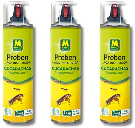 PACK x3 Preben Laca Insecticida contra Cucarachas, Hormigas, Tijeretas y Otros Insectos MUY EFICAZ - Aerosol de 600 ml | Uso en Interior y Exterior | Acción de Contacto hasta 1 año | Nexum Market