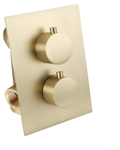 Besttoolifes Concealed Thermostatic Shower Mixer Valve, Chrome Brass G1/2 2 Way Outlet for Low & High Pressure Systems, For Easy Installation with Embedded Box Design(BLACK)