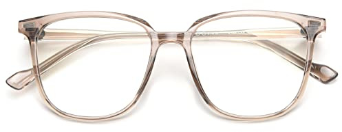 KOOSUFA Mode Blaulichtfilter Brille Damen Herren Retro TR90 Groß Brillengestelle Anti Blaulicht Brillen Ohne Stärke Computerbrille Dekobrille Gaming Brille mit Etui