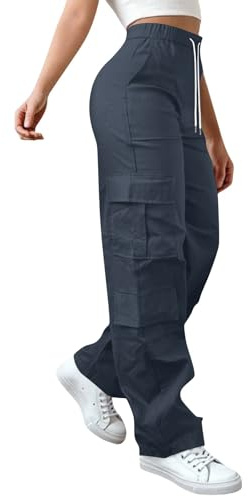 DGZTWLL - Pantalones de trabajo de cintura alta para mujer, elásticos, pierna recta, cómodos