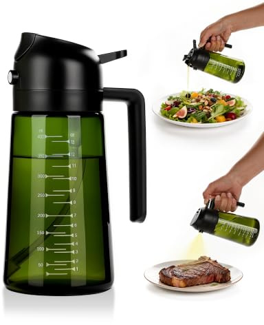 Amlif Spray olio cucina 470 ml, spray olio 2 in 1 (nero)