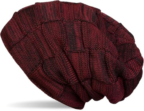 styleBREAKER varm finstrick Checked Beanie mössa med flockmönster oss mycket mjuk fleece innerfoder, unisex 04024090