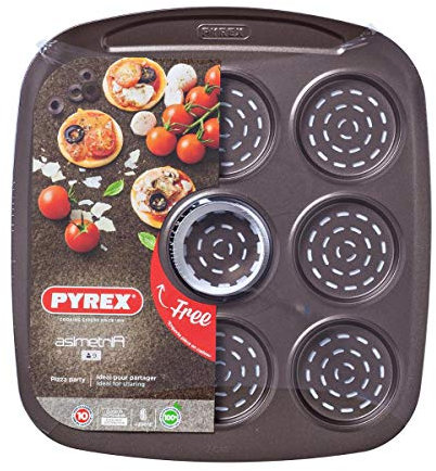 Pyrex asimetriA – Vassoio mini pizza, 9 cavità, colore: nero, Ø 6,50 cm