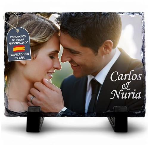 Portafotos de Piedra Personalizado con Foto y Texto. Fotos Personalizadas Regalo. Marco de Fotos Personalizado Bonito. Recuerdo Comunión. Regalo Enamorados. Detalles Bautizo. 10x15cm RECTANGULAR
