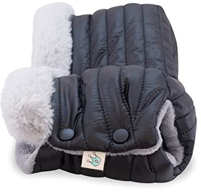 JYOKO KIDS Scaldamani per passeggino universale Manicotto per carrozzina 100% impermeabili con fodera interna in pile (Black)