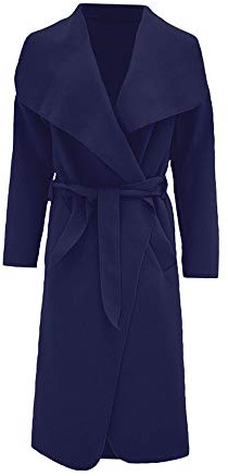 Womens Ladies Long Sleeve Oversized Waterfall Italian Blazer Belted Duster Coat Oversized Celebrity Plus Sizes