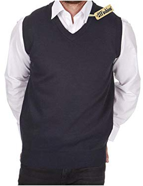 21Fashion herr ärmlös v-ringad stickad slipover tröja vuxna golf sport kläder linne small/5X-Large, Marinblått Xsp, 4XL