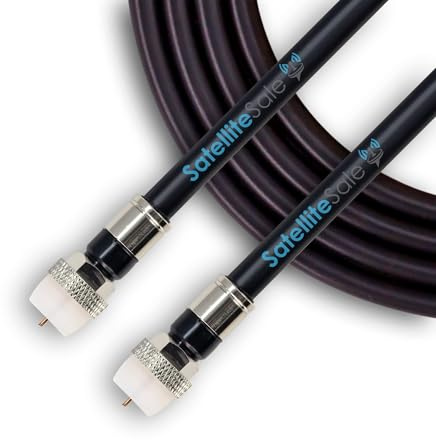 SatelliteSale Digital RG-6/U 75 Ohm Coaxial Cable with F-Type Waterproof Connectors Indoor/Outdoor Universal Wire Black Cord 3 feet