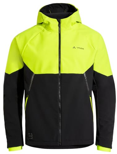 VAUDE Softshell Fahrradjacke Herren Qimsa – Wasserdichte & atmungsaktive Softshelljacke Herren, reflektierende Details, ideal fürs Radfahren im Herbst & Winter - in Gelb, Größe: L