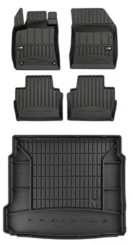 MOTOS Satz Gummifußmatten und Kofferraummatten passend für Peugeot 508 II ab 2018 Heckklappe, ohne höhenverstellbaren Kofferraumboden Verbessern Sie Ihren Reisekomfort mit Antirutschmatte Auto 3D- All