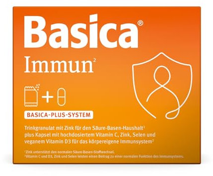 Basica® Immun - Basisches Trinkgranulat und Kapsel für das körpereigene Immunsystem*. Säure-Basen-Gleichgewicht, vegan, laktosefrei, 7 Doppelsachets