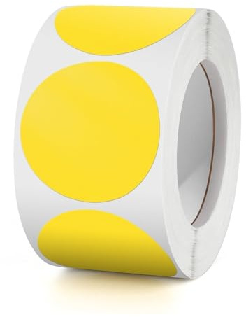 Runde Aufkleber Gelb 38mm Selbstklebende Farbkodierung Klebepunkte | kleine Rolle Etiketten, Markierungspunkte, Punktaufkleber, Round Sticker 500 Stück
