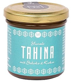 Yuvals Tahina Sesampaste mit Schoko & Kokos 150g im Glas - Natürliche Sesampaste Bio für erstklassigen Hummus und genussvolle Kreationen! Perfekte Ergänzung zur Tahini Sesampaste Bio!