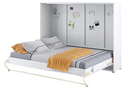 Homlando Lenart Schrankbett - Wandbett Concept Pro CP04 140x200 cm - Schrankklappbett Wandbett - Schrank mit integriertem Klappbett - Funktionsbett (Weiß Matt/Weiß Glänzend)