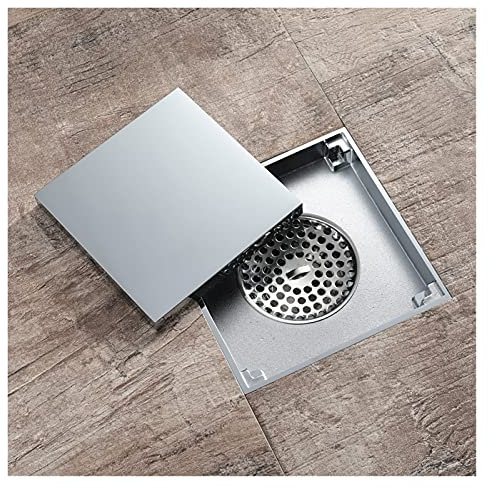 Abflusssieb für die Dusche Quadratische Bodenablauf 12x12 cm Chrom Messing Modernes WC Badezimmer Dusche Hairsieer Küche Anti-Geruch-Abläufe Haarsieb