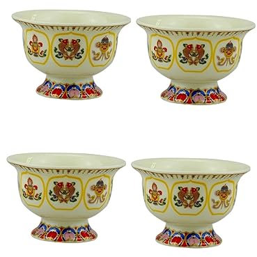 Garneck 4stücke Keramik Wasser Und Opfer-Schalen Für Buddha-Halle Dekorative Meditationsschalen Für Und Heimdekoration Langlebig Und Robust Für Snacks Und Zeremonien