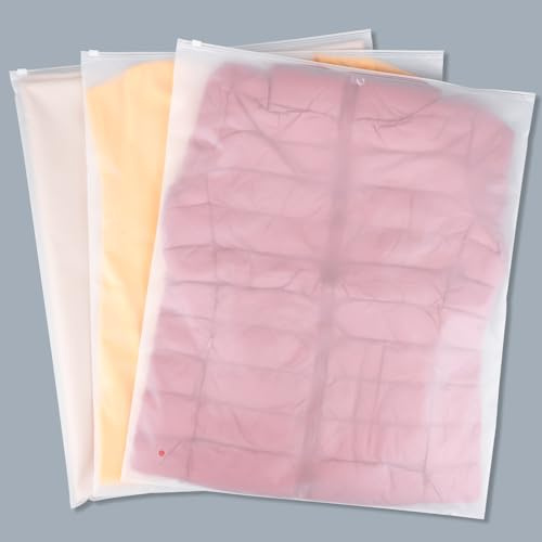 Svaldo Kleidertaschen, 100 Stück, 50,8 x 61 cm, Jumbo, extragroß, mattiert, mit Reißverschluss, Plastikbeutel für Kleidung, Pullover, Kleid, Rucksack, Decke, T-Shirt, Verpackung, Versand, 3 mm, mit
