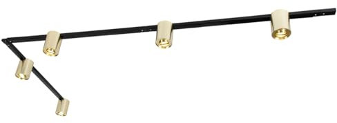 QAZQA - Modern Schienensystem Komplettset I Spotlight I Deckenspot I Deckenstrahler I Strahler Gold I Messing und Schwarz mit 5-flammig Spot I Spotlight I Deckenspot I Deckenstrahler I Strahler I Lamp