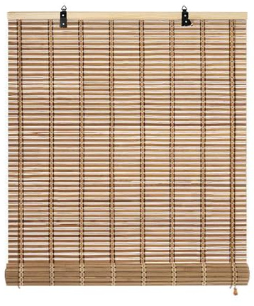 FENGSHOUU Natur Bambus Rollo,Innen/Außen Bambusrollo,Raffrollo mit Lifter,Sonnenschutz Sichtschutz Rollo Seitenzugrollo,für Fenster und Türen,Blickdicht,Anpassbar,Breite×Höhe (60cm x 200cm)