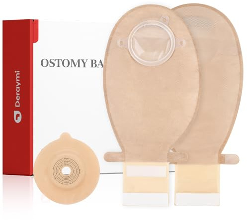 15 PCS Colostomy Bags, Two Piece Convex Ostomy Bag Colostomy Supplies, Drainable Ostomy Pouches for Uneven Wrinkled Skin Irregular Stoma, Cut-to-fit 15-45mm (10 x Bags+5 x Convex Barriers)