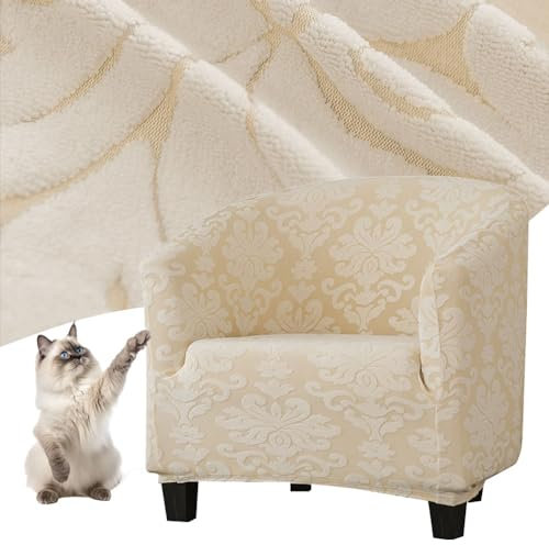 Morbuy Sesselbezug Stretch, Weich Sessel Überzug Universal Sesselhussen Waschbar Europäisches Retro Jacquard Sesselüberzug Hussen Cocktailsessel Clubsessel Überzug (Grau)